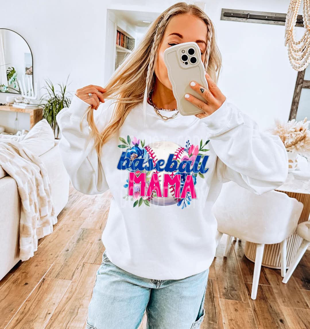 FLORAL BASEBALL MAMA PNG DESIGN