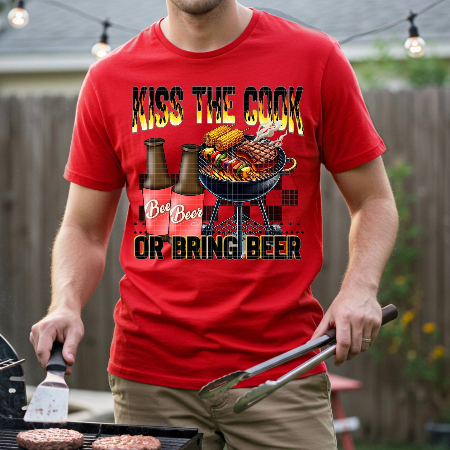KISS THE COOK OR BRING BEER PNG DESIGN