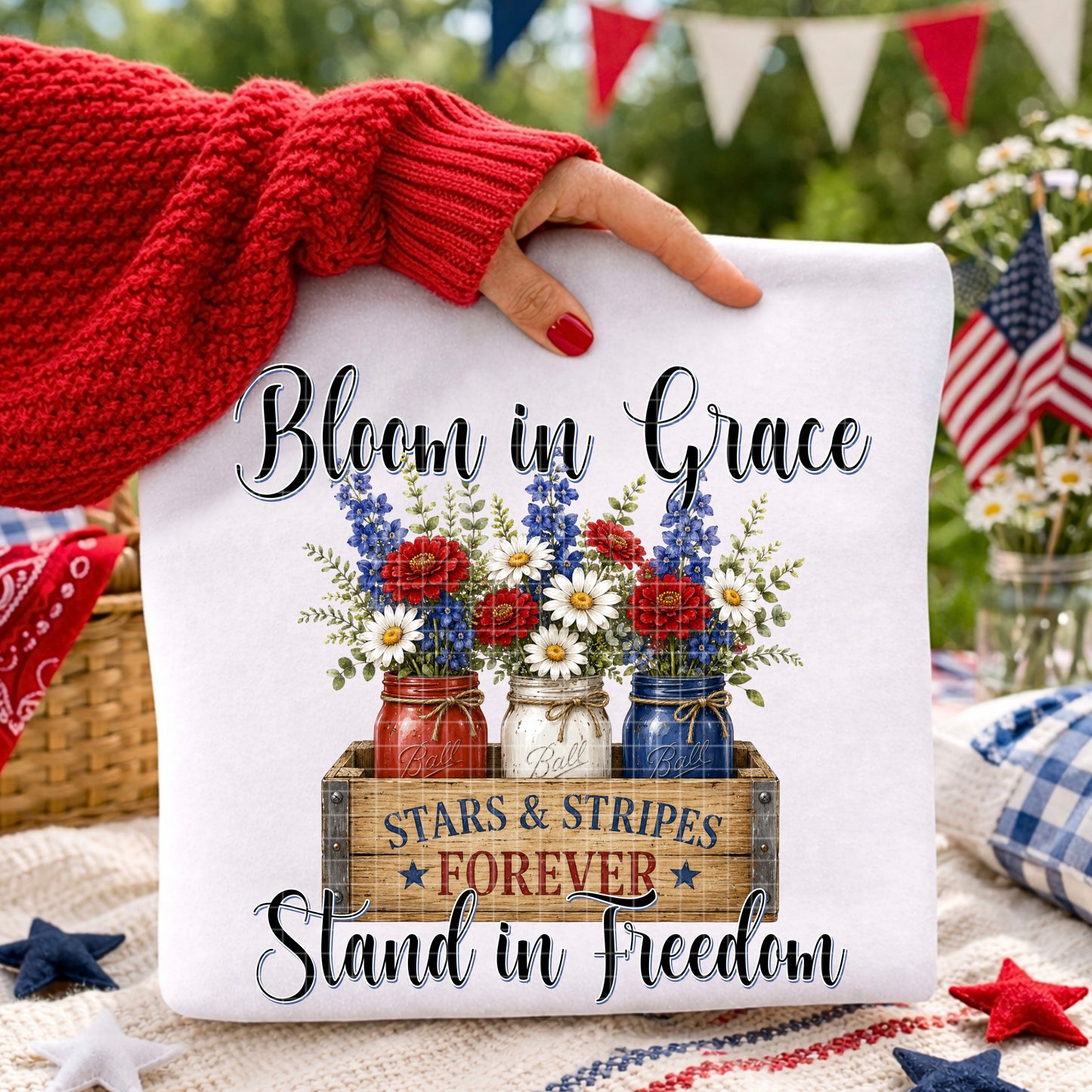 BLOOM IN GRACE STAND IN FREEDOM PNG DESIGN