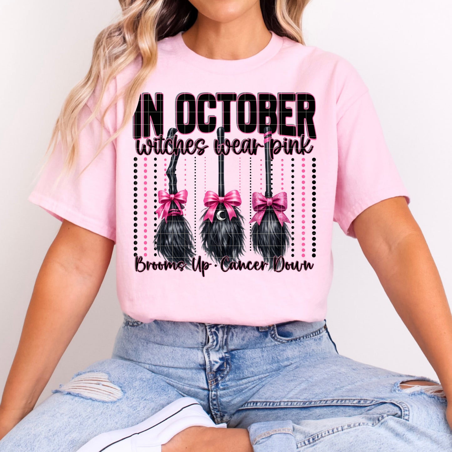 IN OCTOBER WITCHES WEAR PINK PNG DESIGN