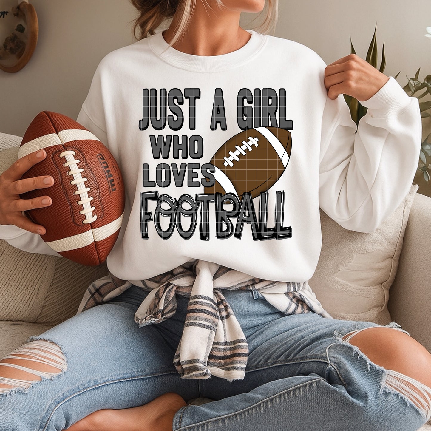 JUST A GIRL WHO LOVES FOOTBALL PNG DESIGN