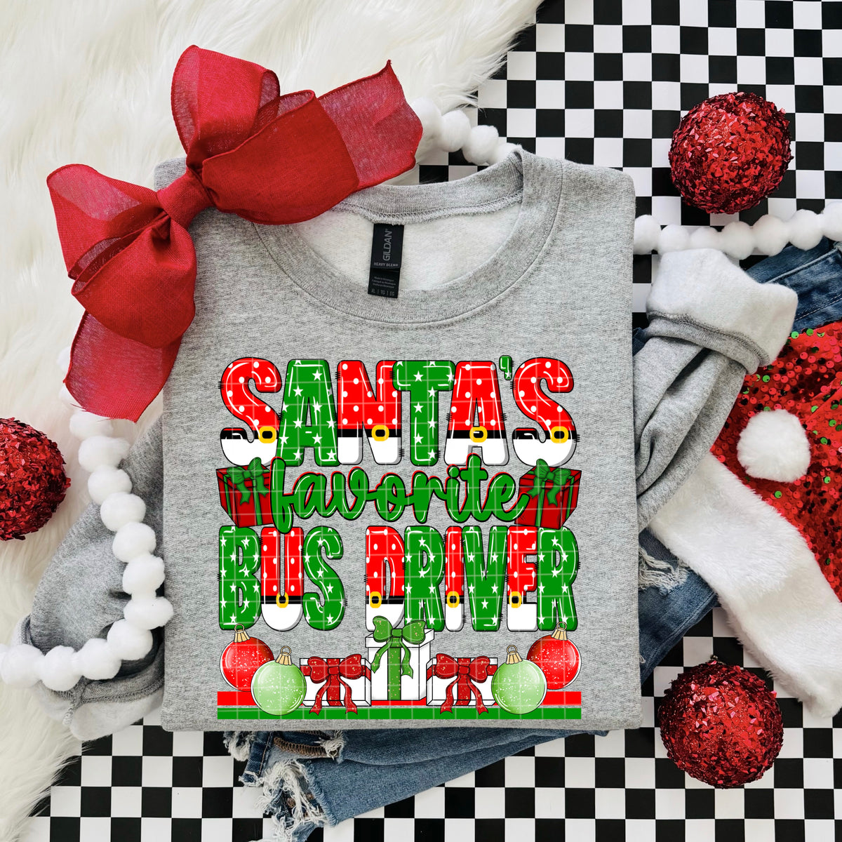 SANTA'S FAVORITE BUS DRIVER PNG DESIGN