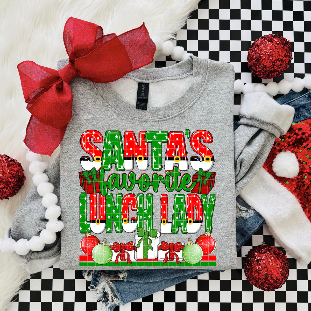 SANTA'S FAVORITE LUNCH LADY PNG DESIGN