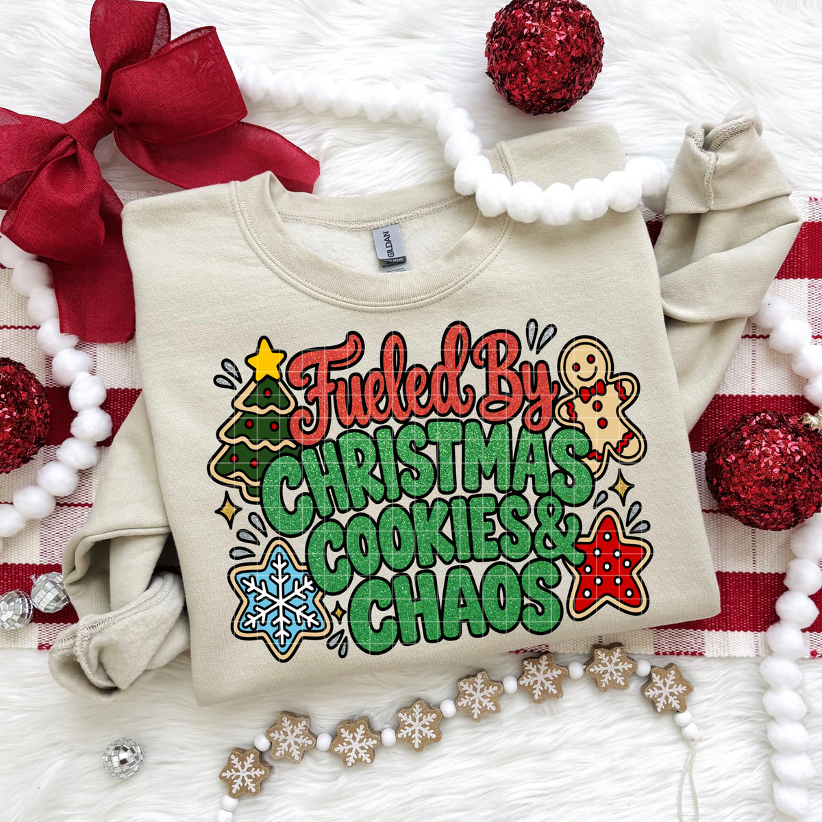 FUELED BY CHRISTMAS COOKIES & CHAOS PNG DESIGN