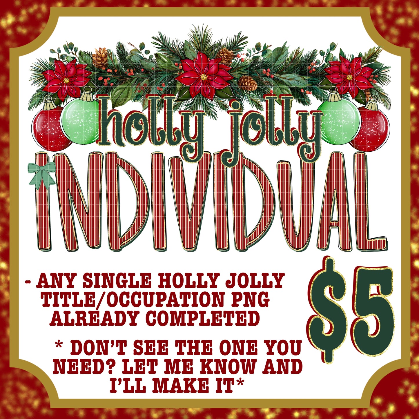 HOLLY JOLLY INDIVIDUAL PNG DESIGN