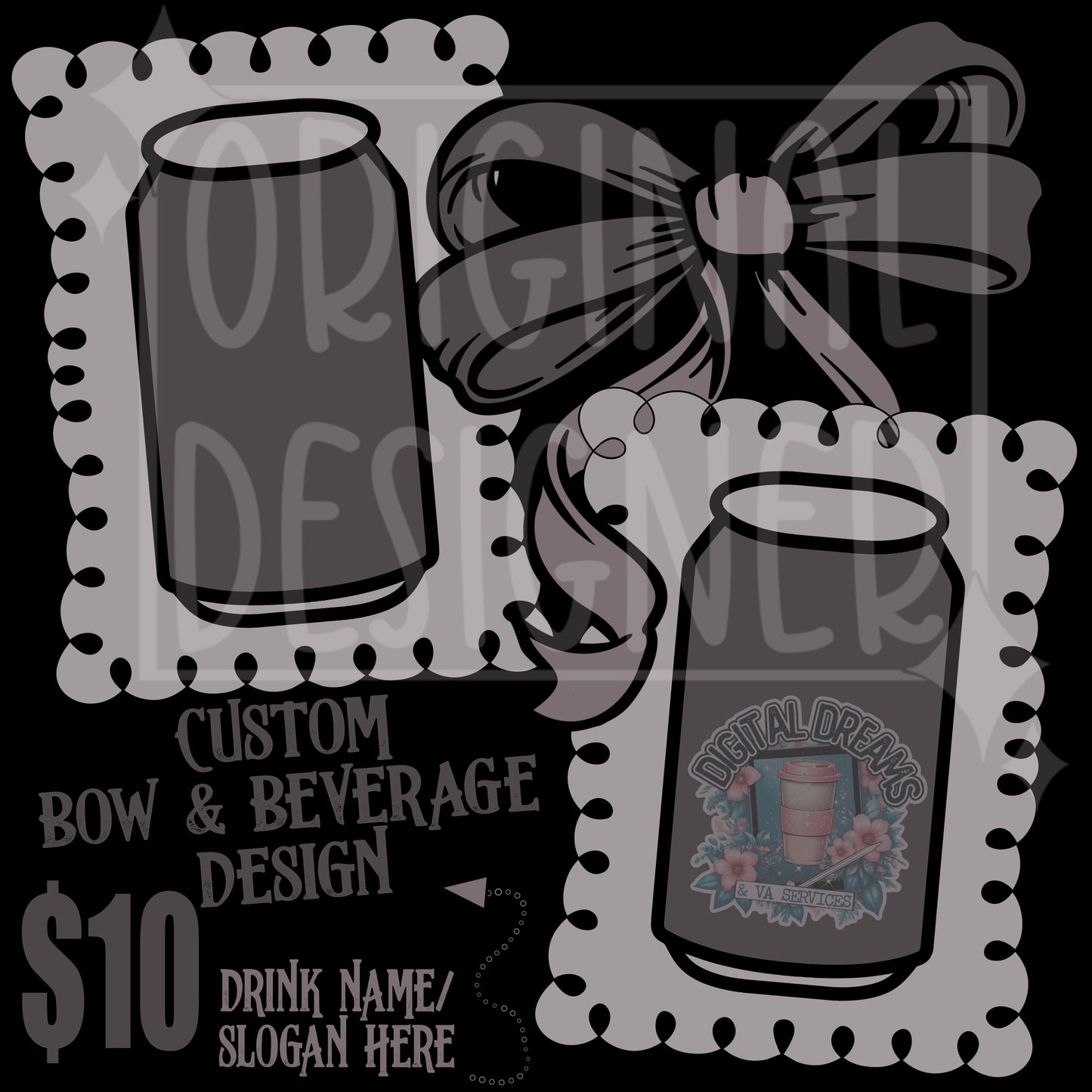 ✨️CUSTOM✨️ BOWS & BEVERAGES PNG DESIGN