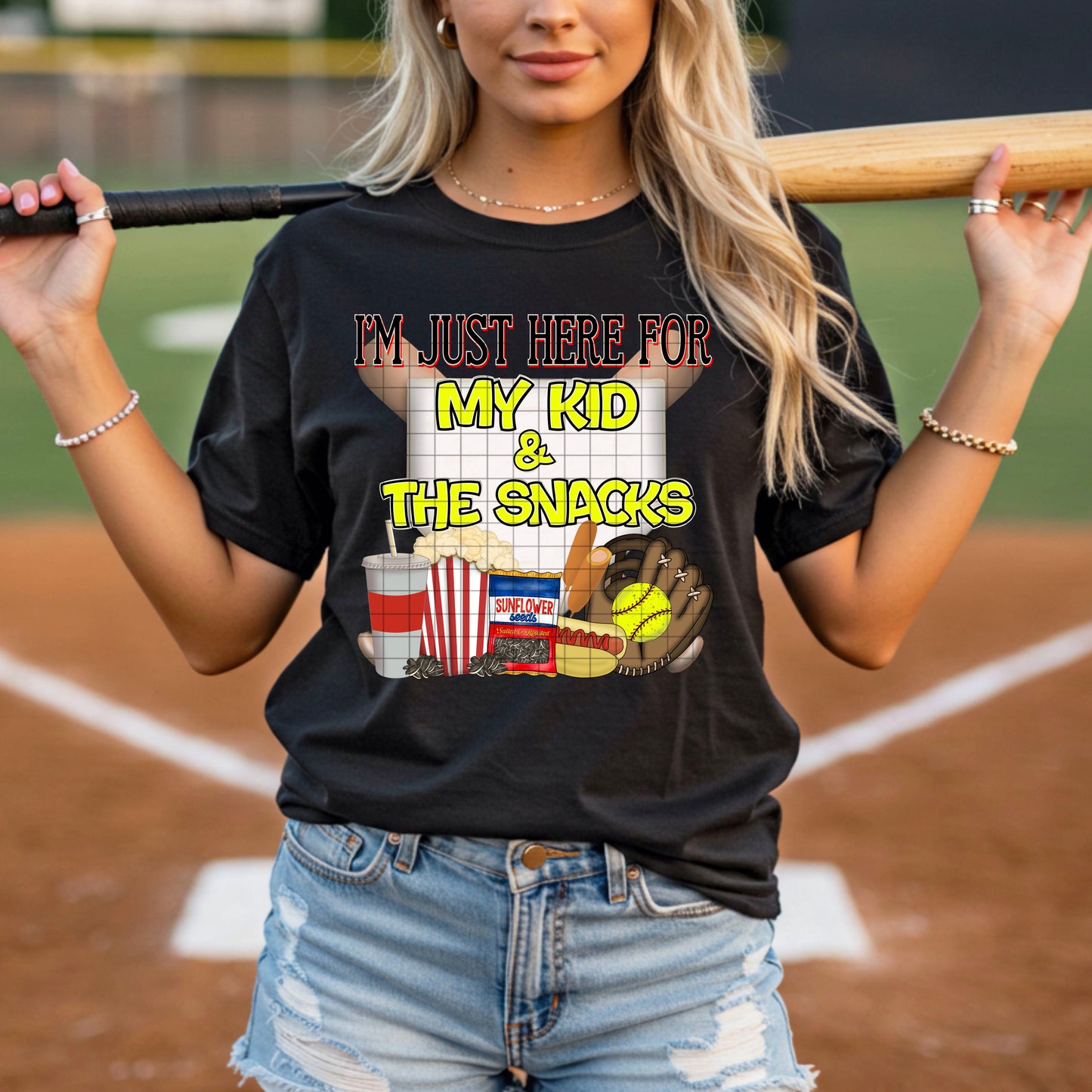 JUST HERE FOR MY KID AND THE SNACKS 🥎 PNG DESIGN