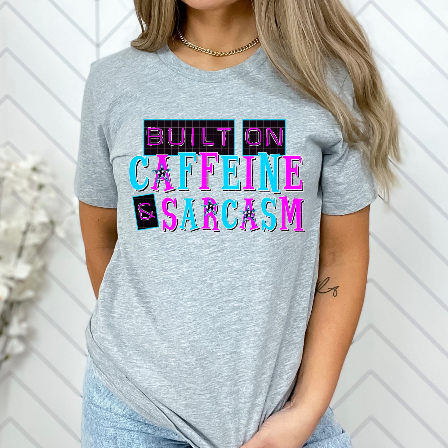 CAFFEINE AND SARCASM PNG DESIGN