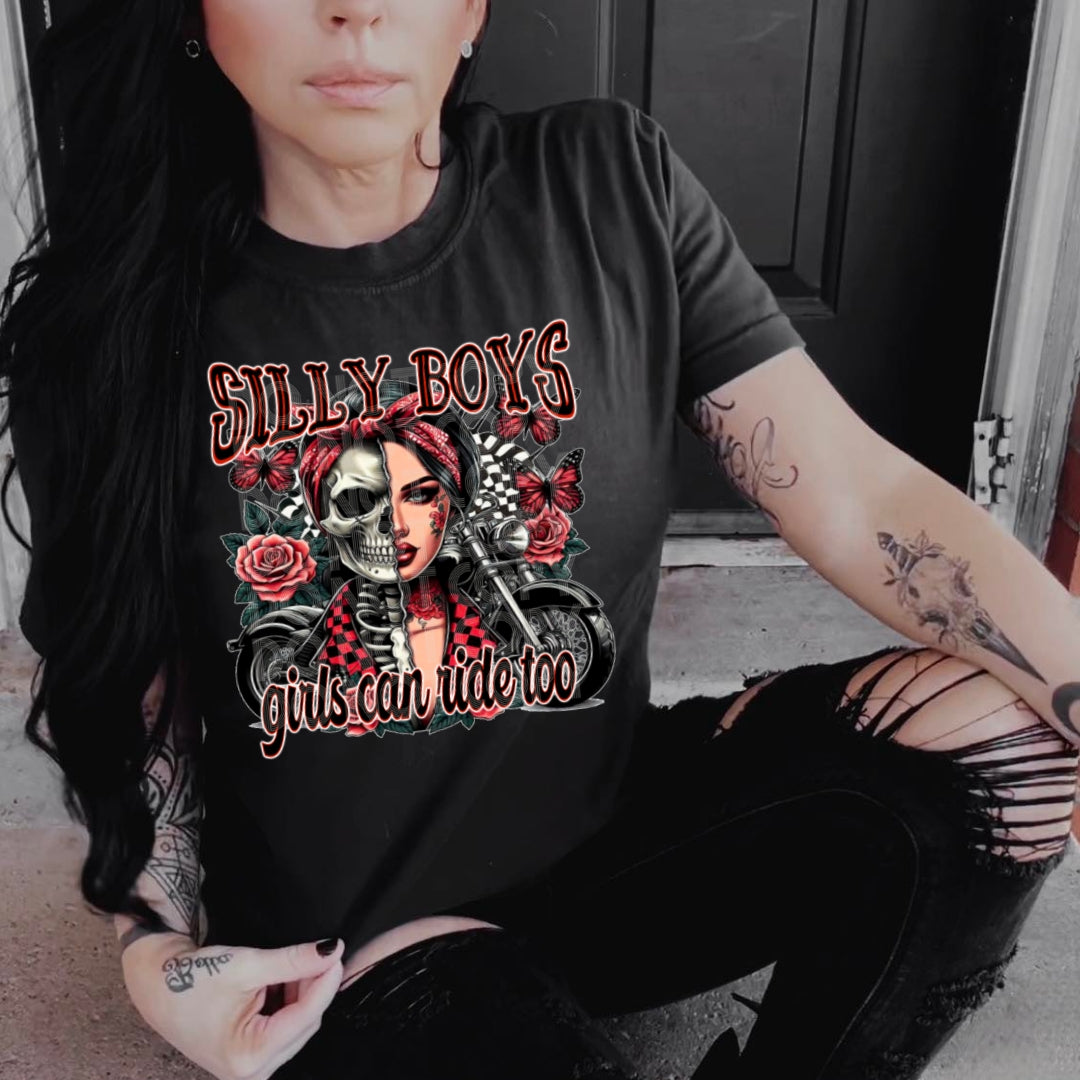 GIRLS CAN RIDE TOO PNG DESIGN