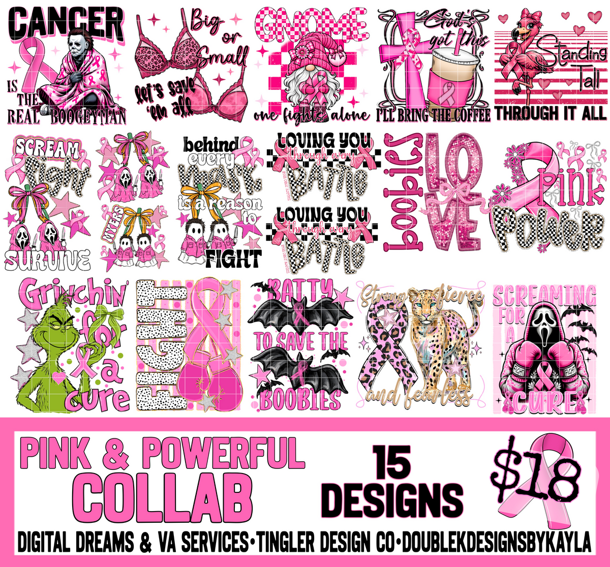 PINK & POWERFUL COLLAB W/ DOUBLEKDESIGNSBYKAYLA & TINGLER DESIGN CO