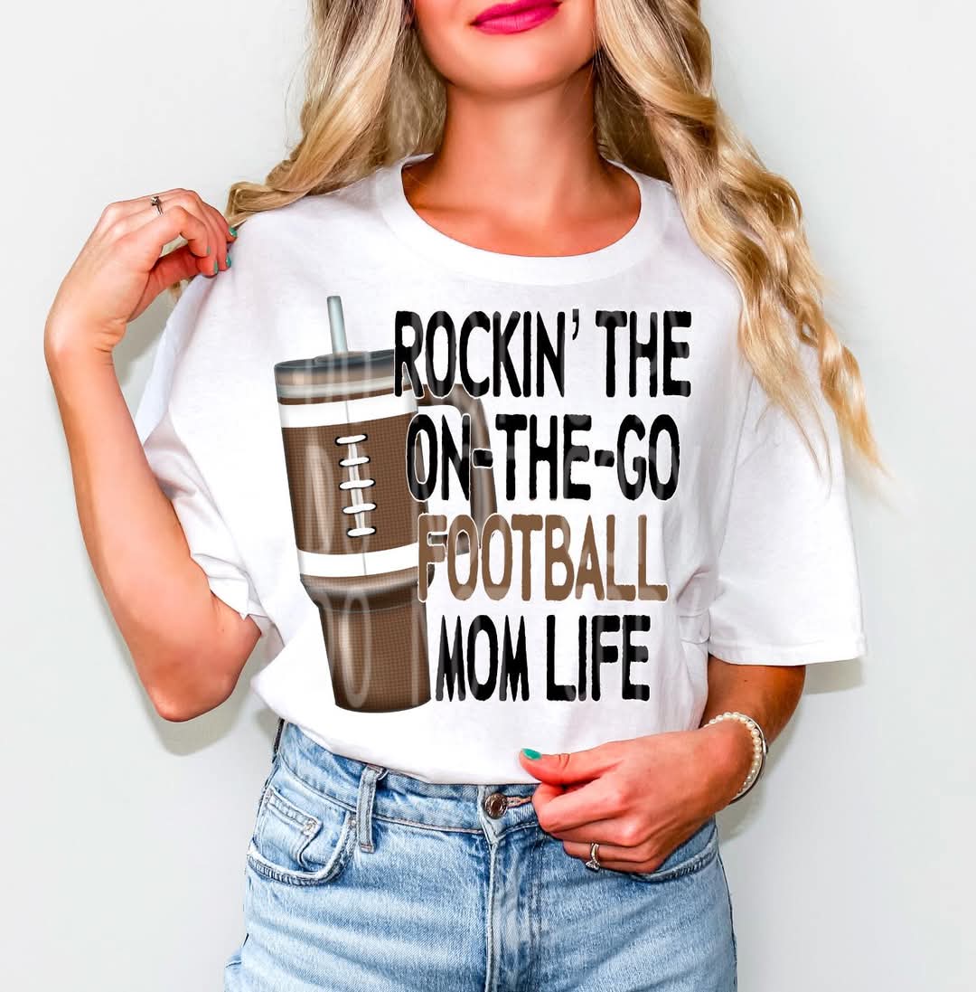ON THE GO FOOTBALL MOM LIFE PNG DESIGN