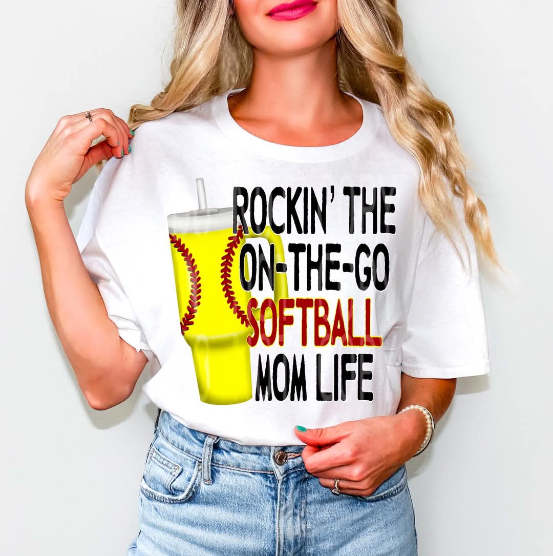 ON THE GO SOFTBALL MOM LIFE PNG DESIGN