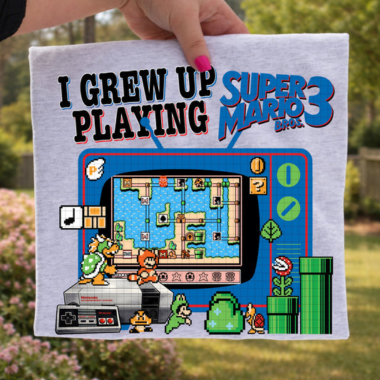 I GREW UP PLAYING SUPER MARIO 3 PNG DESIGN