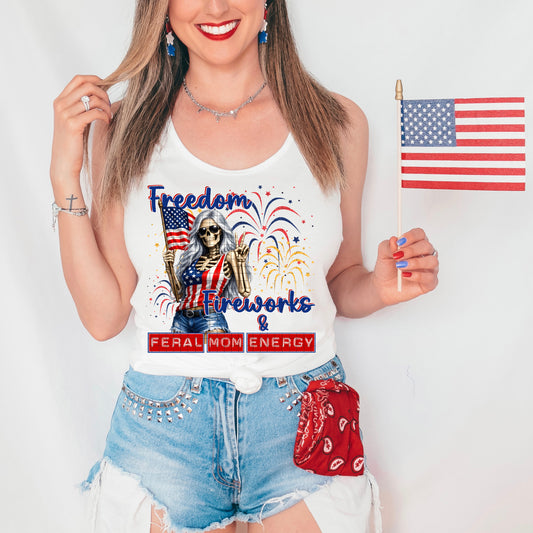 FREEDOM FIREWORKS FERAL MOM ENERGY PNG DESIGN