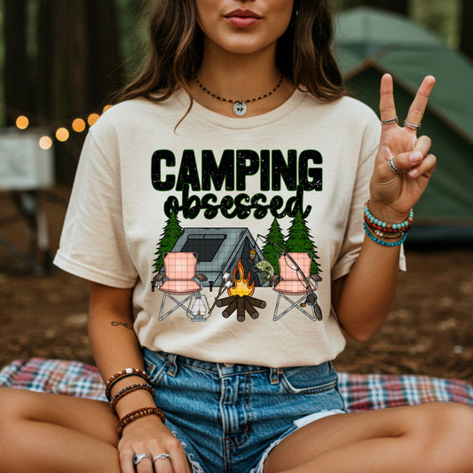 CAMPING OBSESSED TENT PNG DESIGN