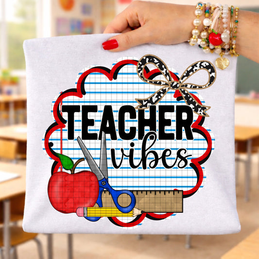 TEACHER VIBES PNG DESIGN