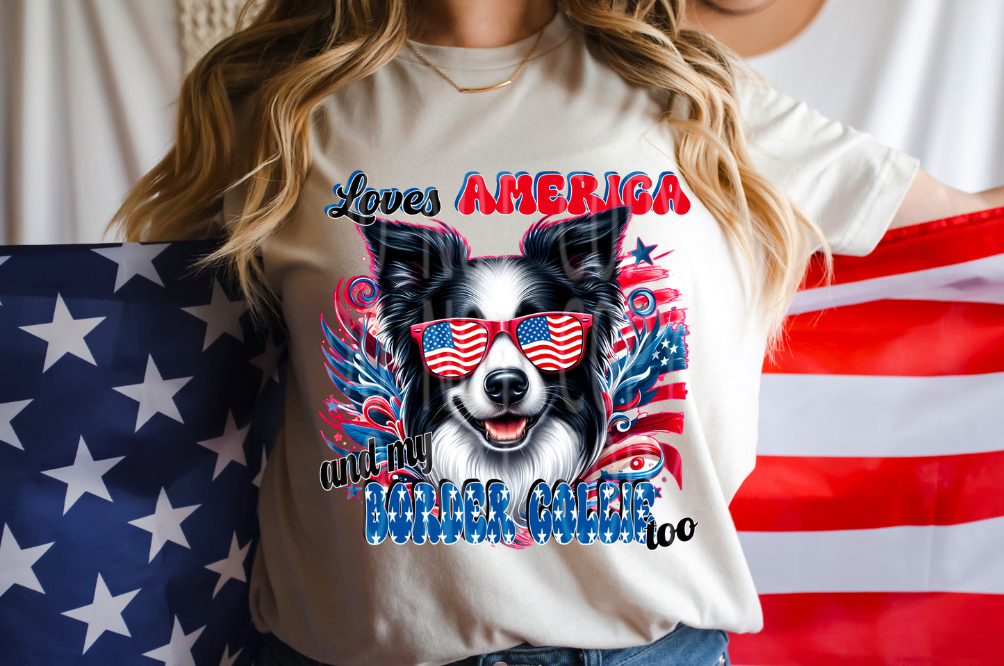 PATRIOTIC BORDER COLLIE PNG DESIGN