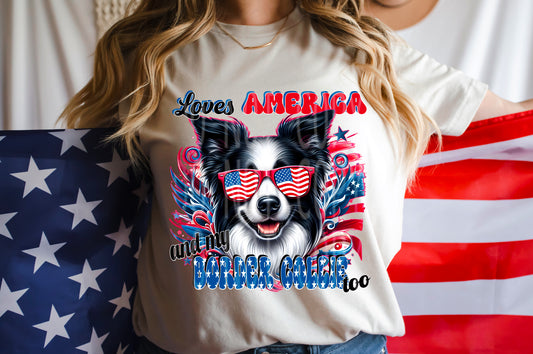 PATRIOTIC BORDER COLLIE PNG DESIGN