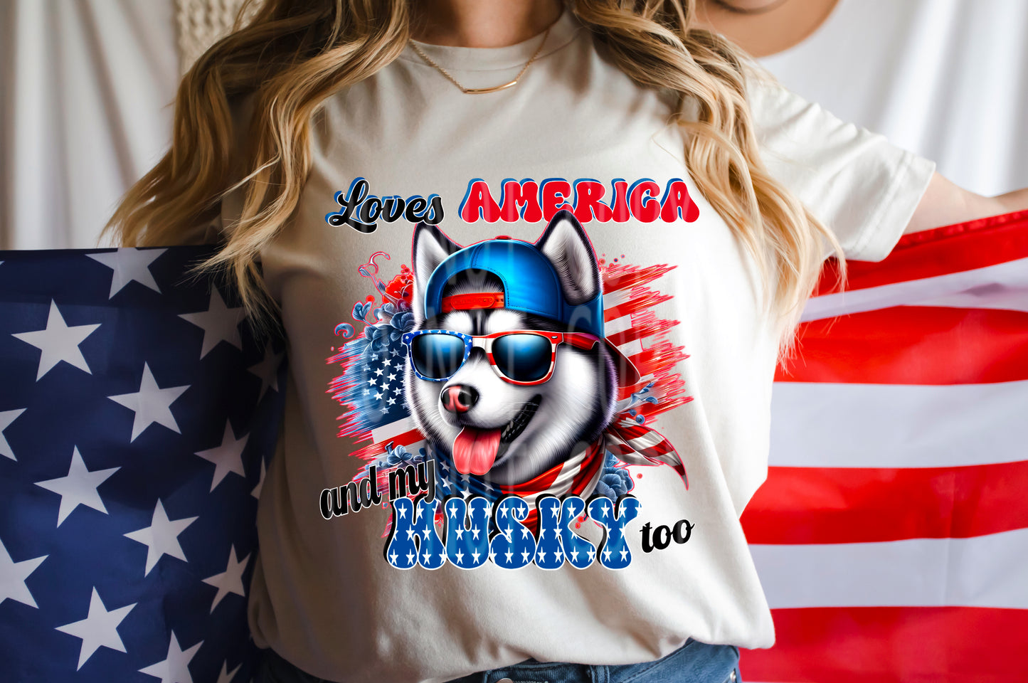 PATRIOTIC HUSKY PNG DESIGN
