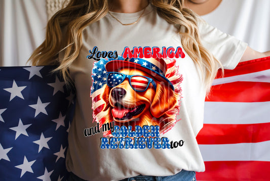 PATRIOTIC GOLDEN RETRIEVER PNG DESIGN