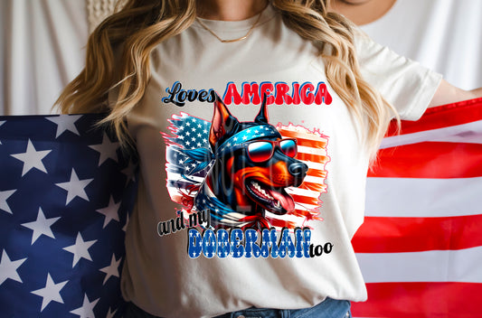 PATRIOTIC DOBERMAN PNG DESIGN