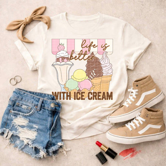 LIFE IS BETTER WITH ICE CREAM PNG DESIGN