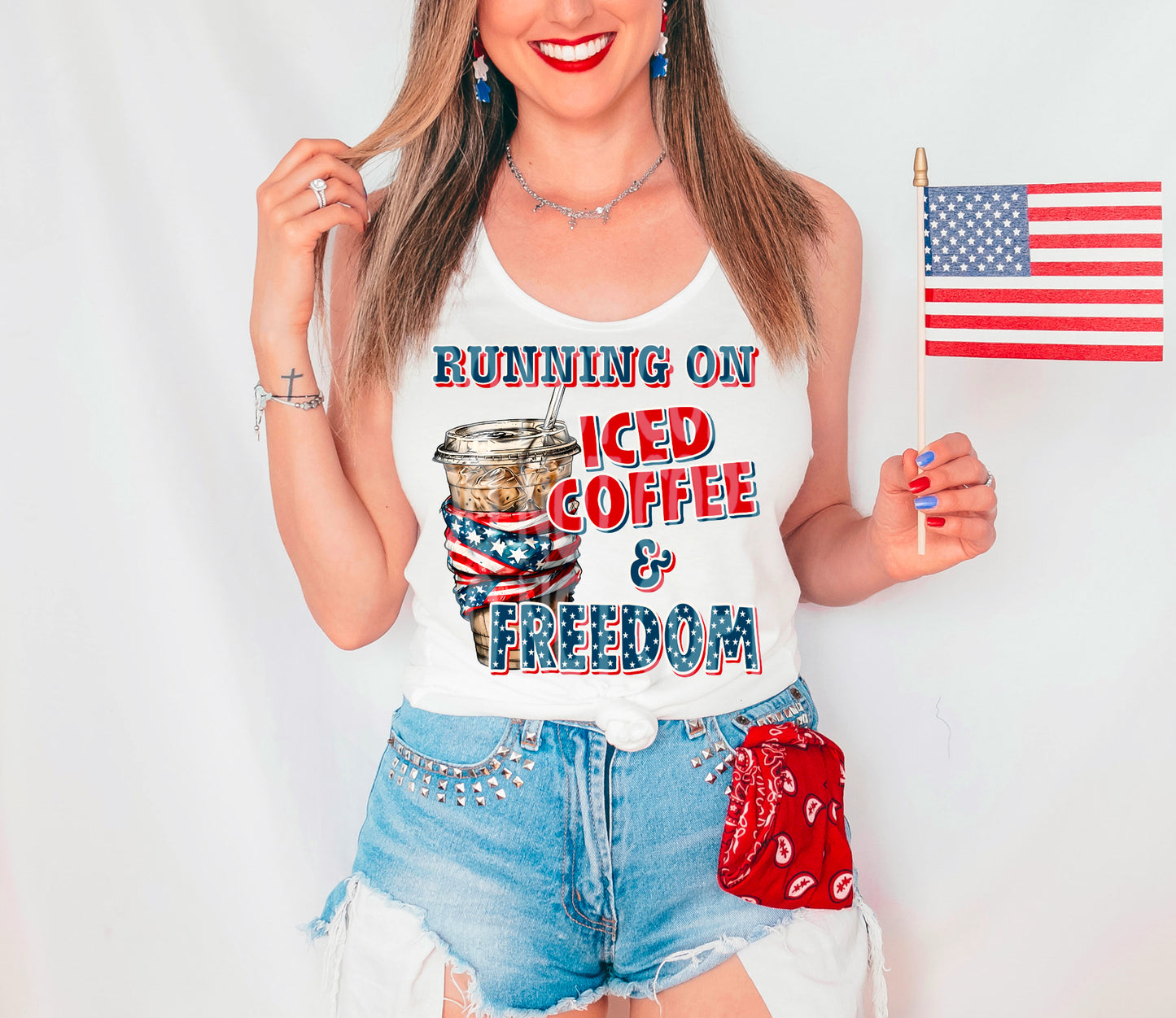 ICED COFFEE FREEDOM PNG DESIGN