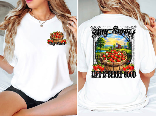 STAY SWEET STRAWBERRIES PNG DESIGN