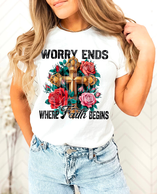 WORRY ENDS WHERE FAITH BEGINS PNG DESIGN