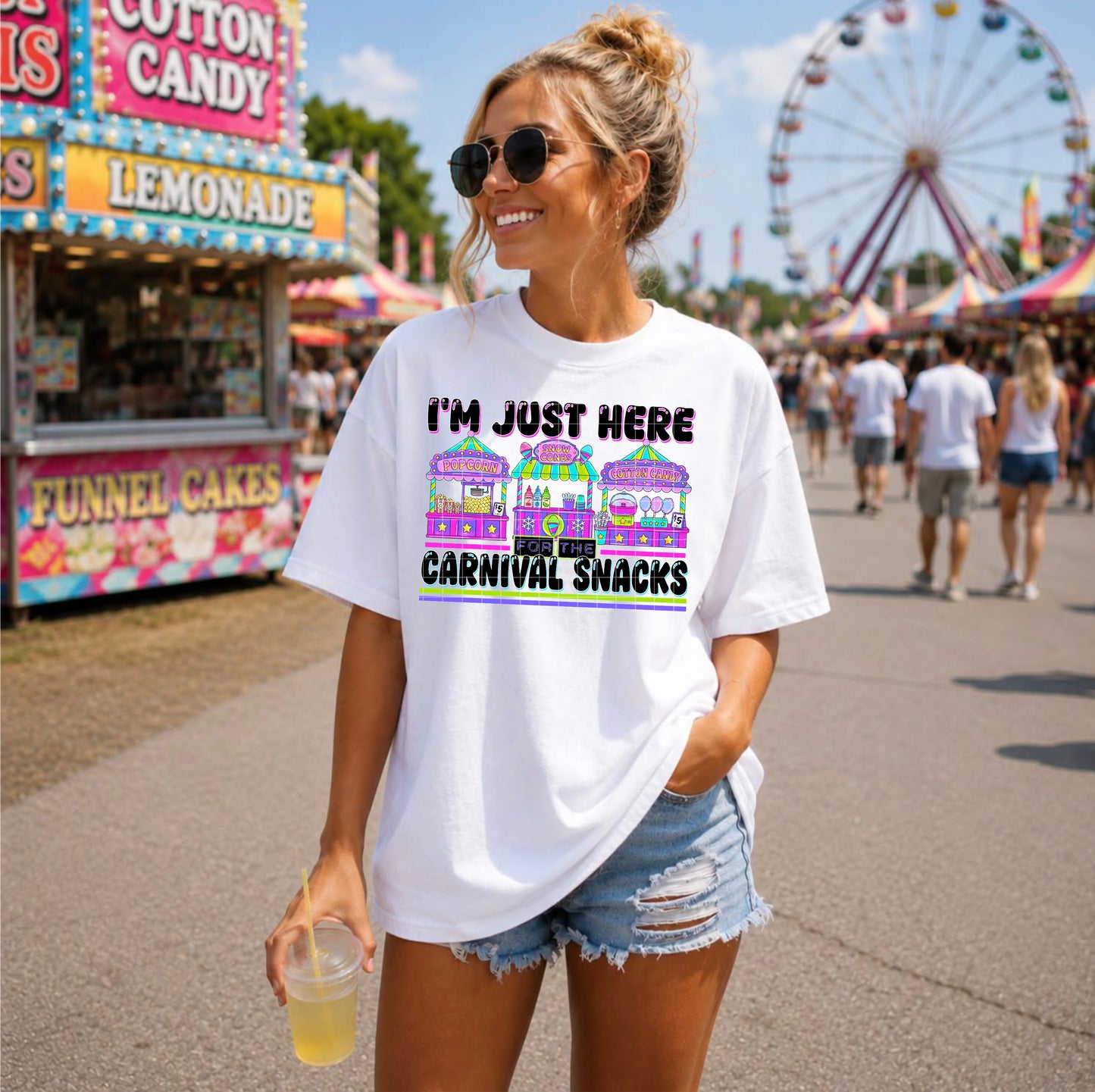 JUST HERE FOR THE CARNIVAL SNACKS PNG DESIGN