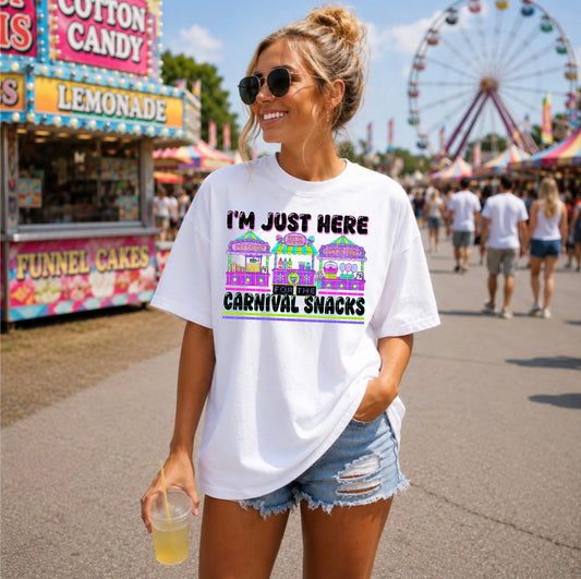 JUST HERE FOR THE CARNIVAL SNACKS PNG DESIGN