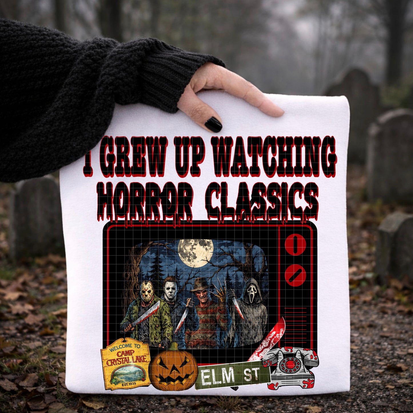 I GREW UP WATCHING HORROR CLASSICS PNG DESIGN