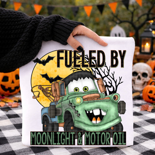 FUELED BY MOONLIGHT & MOTOR OIL PNG DESIGN