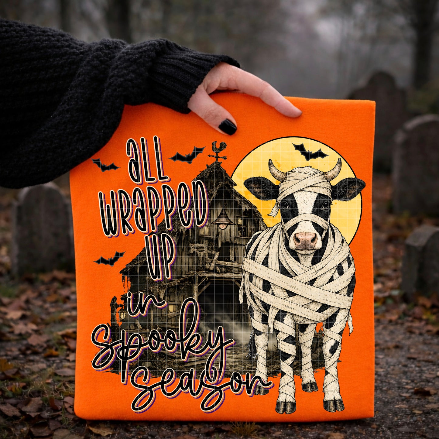 ALL WRAPPED UP IN SPOOKY SEASON PNG DESIGN