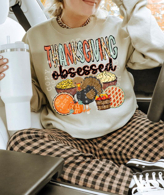 THANKSGIVING OBSESSED PNG DESIGN
