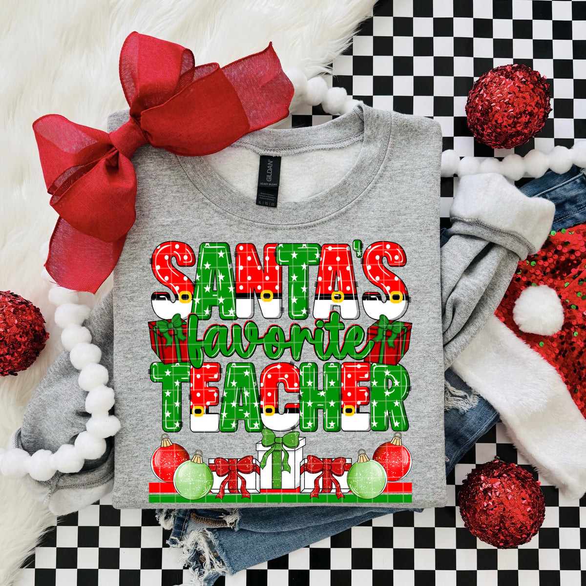 SANTA'S FAVORITE TEACHER PNG DESIGN