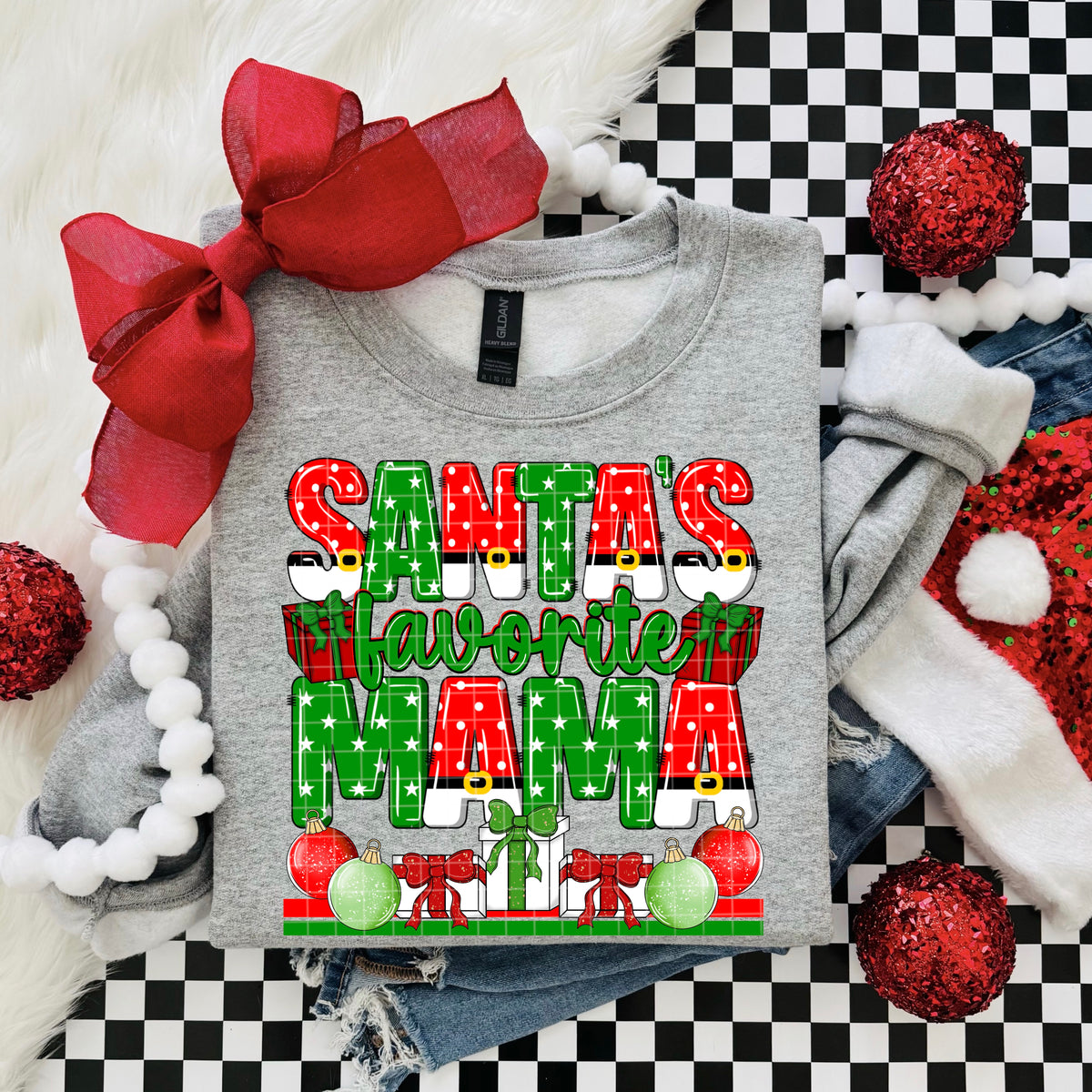 SANTA'S FAVORITE MAMA PNG DESIGN