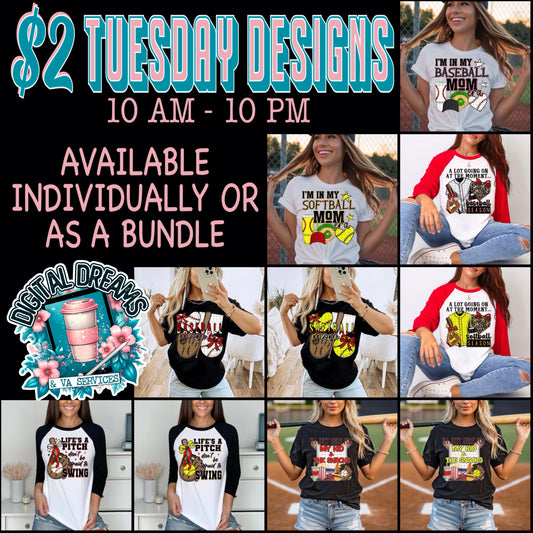 ⚾️🥎$2 DESIGN BUNDLE BASEBALL/SOFTBALL EDITION - 1/6
