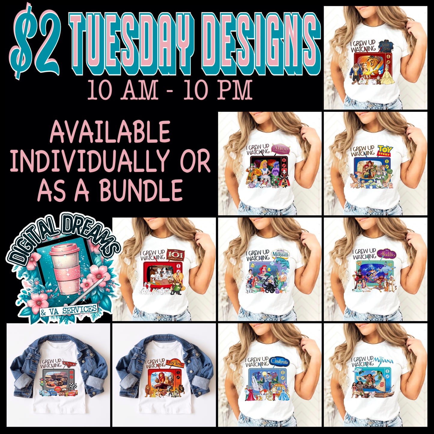 $2 DESIGN BUNDLE I GREW UP WATCHING D1ZN€¥ - 1/13