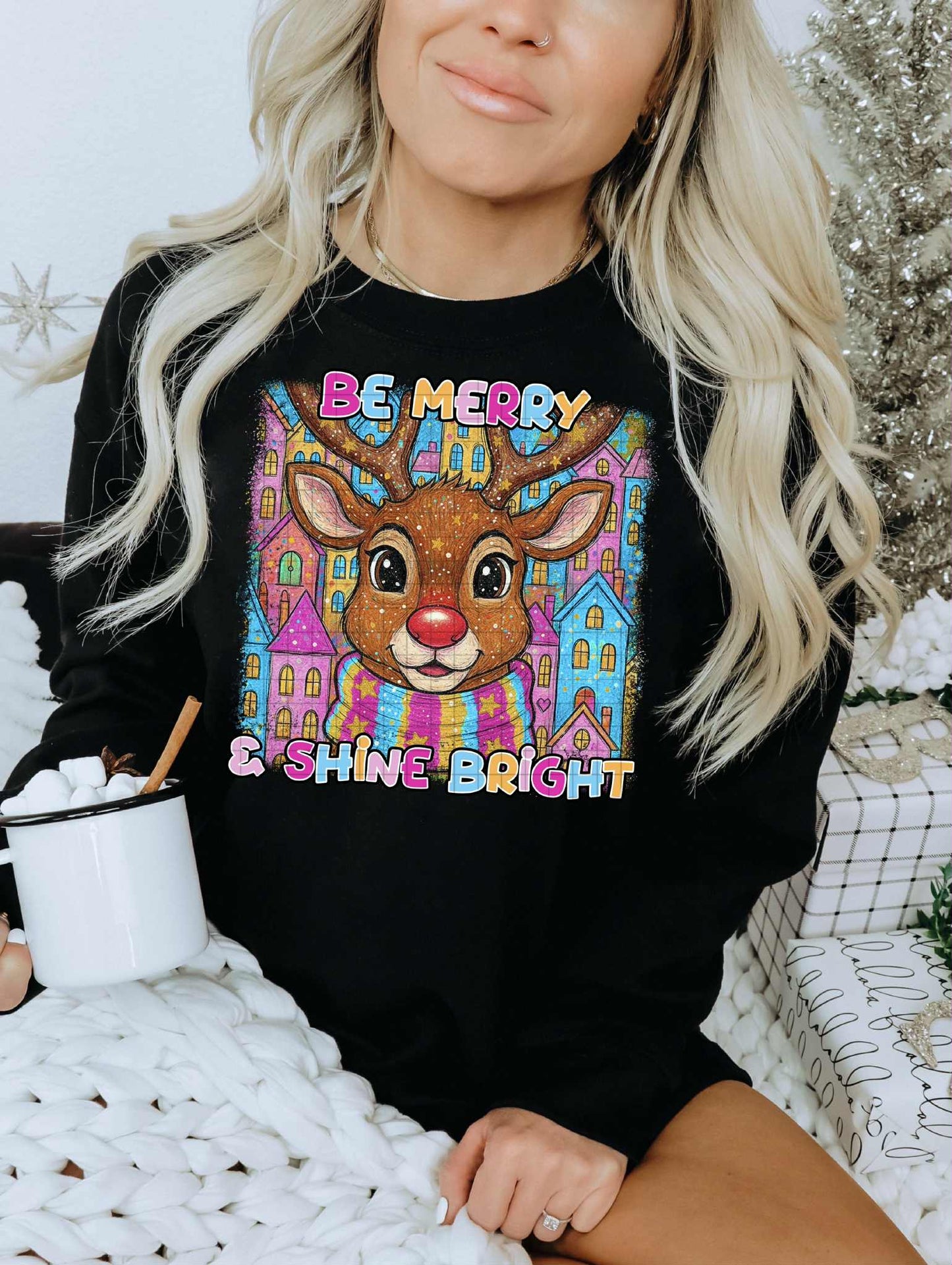 BE MERRY AND SHINE BRIGHT PNG DESIGN