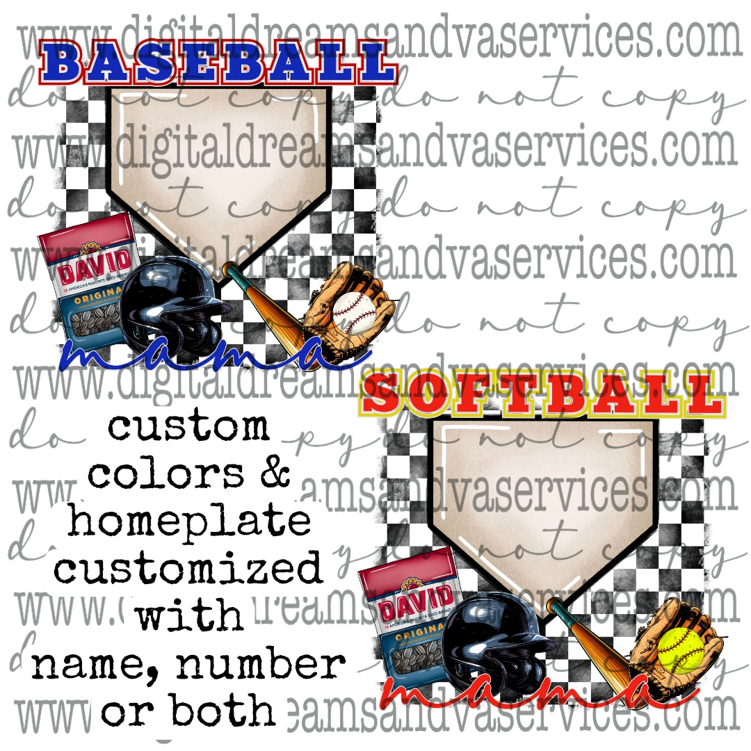 CUSTOMIZED BASEBALL/SOFTBALL MAMA PNG DESIGN