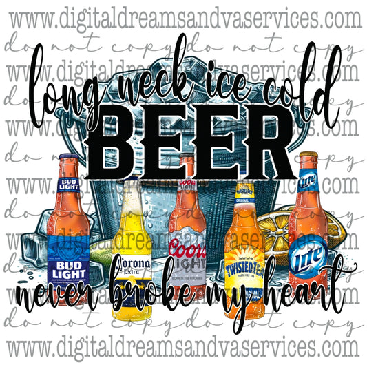 LONG NECK ICE COLD BEER PNG DESIGN