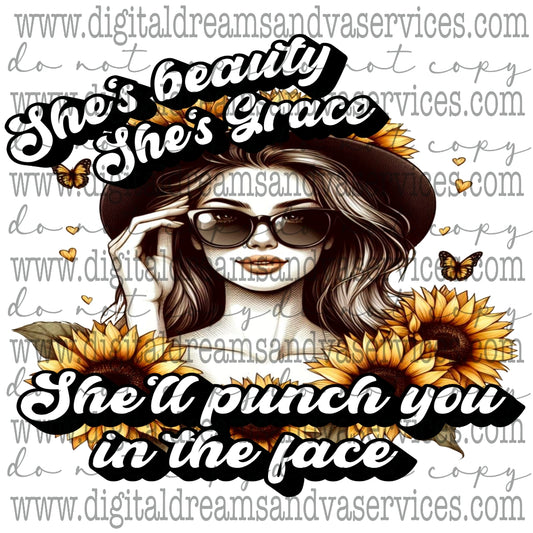 SHE'S BEAUTY SHE'S GRACE PNG DESIGN