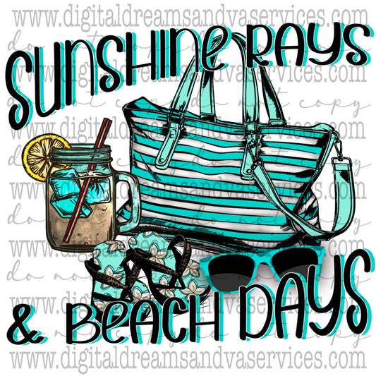 SUNSHINE RAYS AND BEACH DAYS PNG DESIGN