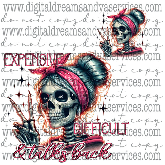 EXPENSIVE DIFFICULT AND TALKS BACK PNG DESIGN