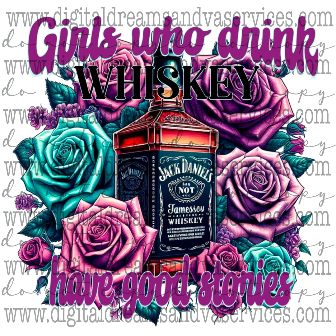 GIRLS WHO DRINK WHISKEY PNG DESIGN