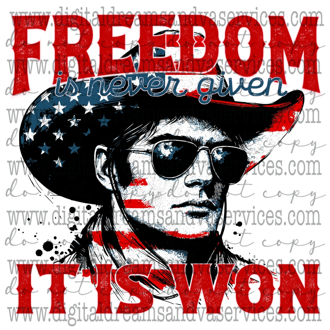 FREEDOM IS NEVER GIVEN PNG DESIGN