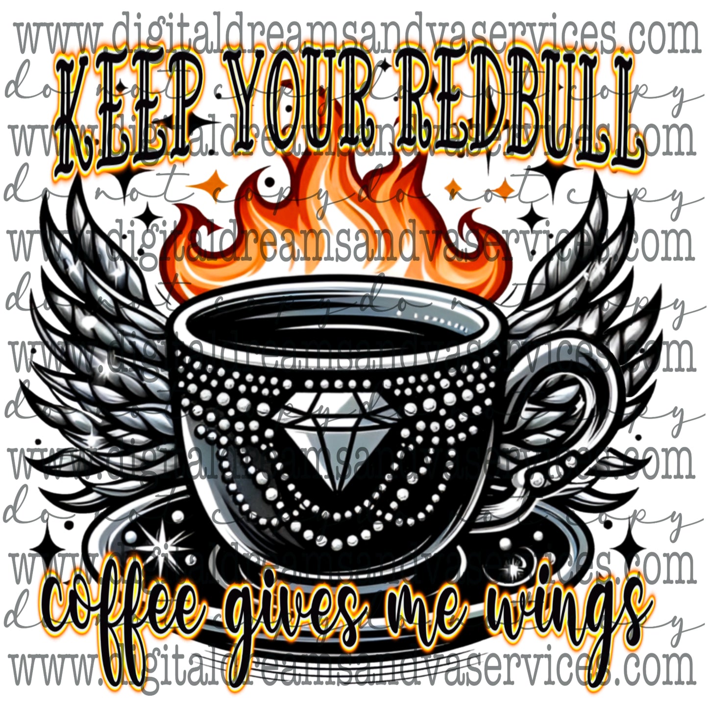 COFFEE GIVES ME WINGS PNG DESIGN