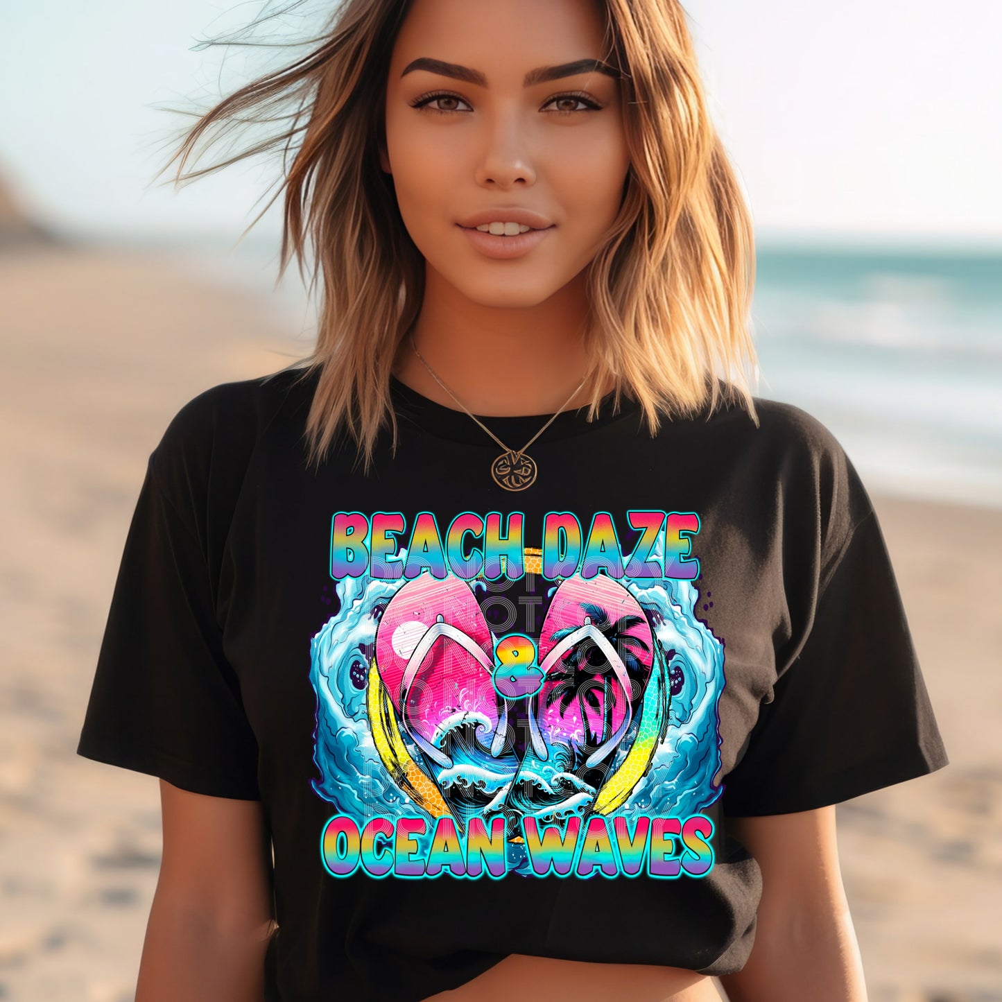 BEACH DAZE OCEAN WAVES PNG DESIGN