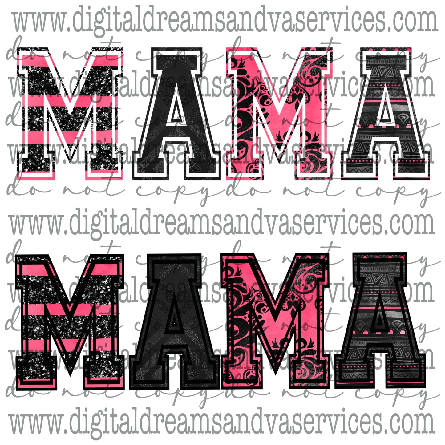 MAMA VARSITY BLACK AND PINK PNG DESIGN